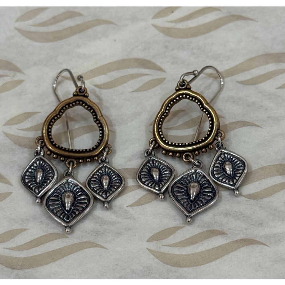 James Avery Retired Sterling Silver & Bronze Aegean Earrings Ear Hooks